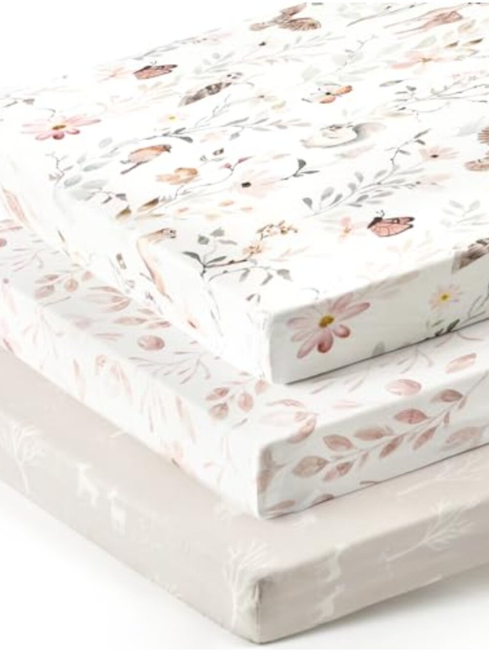 Jersey Knit Fitted Pack n Play Sheets, 3 Pack, Ultra Soft Stretchy Crib Sheets